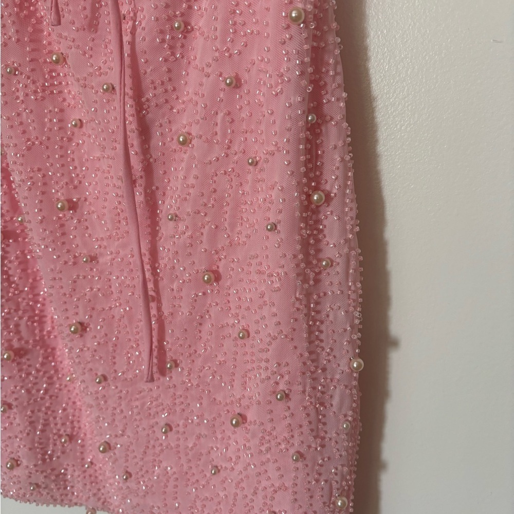 (WINDSOR) prom Pink Beaded & Pearl Mini Dress - Picture 7 of 7
